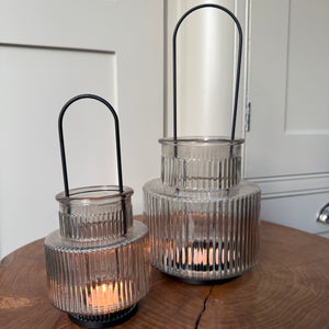 Smokey Brown Glass Candle holders - 2 sizes