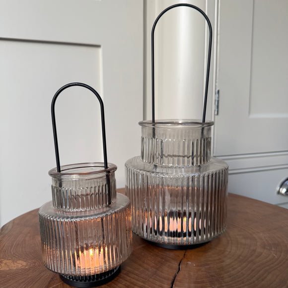 Smokey Brown Glass Candle holders - 2 sizes