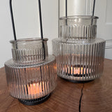 Smokey Brown Glass Candle holders - 2 sizes