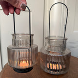 Smokey Brown Glass Candle holders - 2 sizes