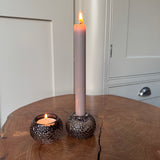 Warm Grey Glass small 2-way candle holder - 2 styles