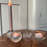 Smokey Brown Glass small 2-way candle holder - 2 styles