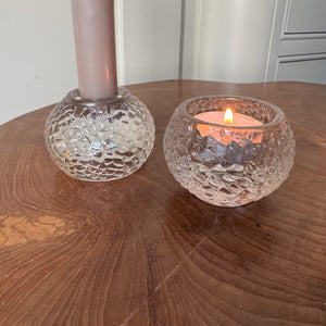 Smokey Brown Glass small 2-way candle holder - 2 styles