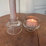 Smokey Brown Glass small 2-way candle holder - 2 styles