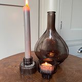 Warm Grey Glass small 2-way candle holder - 2 styles
