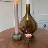 Olive Green Glass small 2-way candle holder - 2 styles
