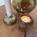 Olive Green Glass small 2-way candle holder - 2 styles