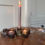 Warm Grey Glass small 2-way candle holder - 2 styles