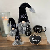 Glossy Black Pumpkin Stack with the quote 'Boo'