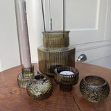 Olive Green Glass small 2-way candle holder - 2 styles