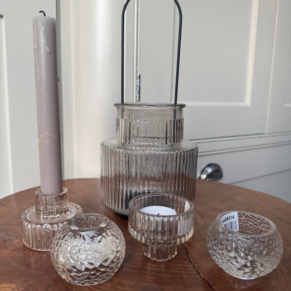 Smokey Brown Glass small 2-way candle holder - 2 styles