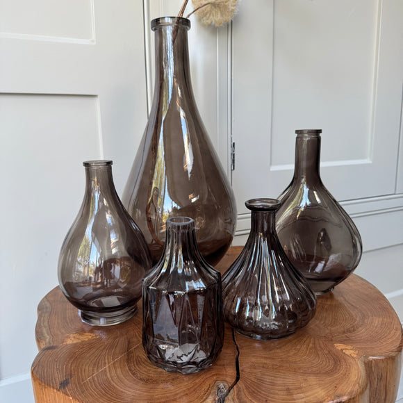 Warm Grey Glass Vase Collection - 5 styles