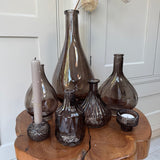 Warm Grey Glass Candle holders - 2 sizes
