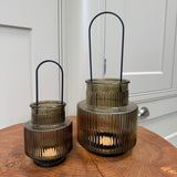 Olive Green Glass Candle holders - 2 sizes