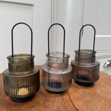 Olive Green Glass Candle holders - 2 sizes