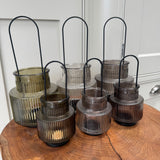 Olive Green Glass Candle holders - 2 sizes