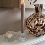 Clear ribbed glass 2-way Candle holder;
Tapered candle holder or a t-light holder