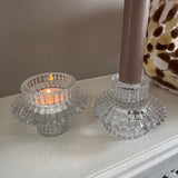Clear ribbed glass 2-way Candle holder;
Tapered candle holder or a t-light holder