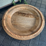 Wooden Round Beaded Display Tray Plate 30cm