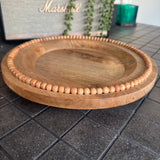 Wooden Round Beaded Display Tray Plate 30cm