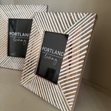 Whitewashed Wooden distinct Striped geometric pattern standing Photograph Frames

Available in 2 sizes - Frame H25.5cm 6x4"photo / H28cm 7x5"photo

