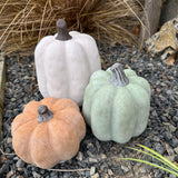 Ceramic Pumpkin - Low Small Pale Orange H10cm