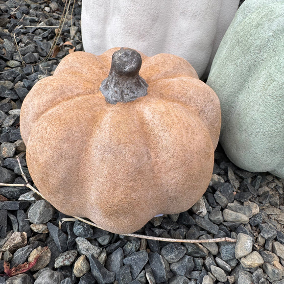 Ceramic Pumpkin - Low Small Pale Orange H10cm