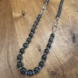 Eliza Gracious - Grey Tiger Eye effect large bead long necklace