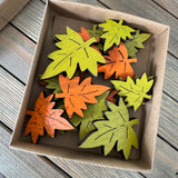 Autumnal wooden Leaves confetti boxes - 2 colours/styles