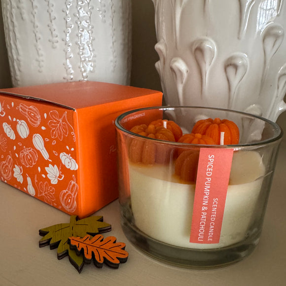 Scented Soy Pumpkin Candle - Spiced Pumpkin & Pathcouli