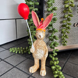 Ruth Rabbit holding a Red Balloon &amp; wearing a party hat H14cm