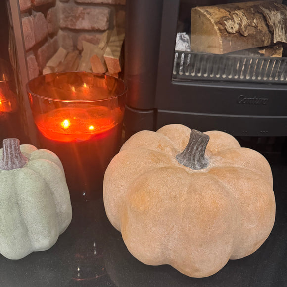 Ceramic Pumpkin - Low Large Pale Orange