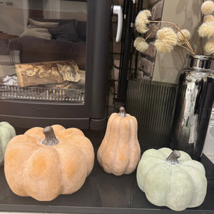 Ceramic Pumpkin - Low Medium Dusty Green
