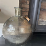 Round Glass Light Amber Ribbed Vase H42cm  *CLICK & COLLECT ONLY*