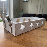 Whitewashed wooden Star Tray with handles - Large