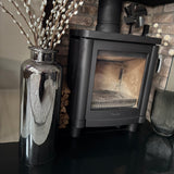 Tall Metallic Smoked Silver Glass mirror-finished Floor Vase H54cm