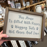 Small Framed Dark Grey Plaque - "This house is filled with wagging tails.."