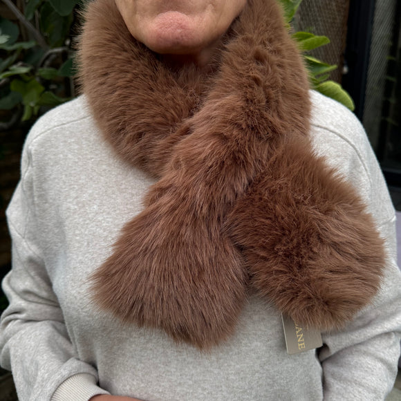 Faux Fur Scarf - Mocha Mousse