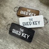 Made in the UK by Giggle Gift Co.
Wooden block keyring 10cm with white text quote on both sides;
'The&nbsp;Shed Key'&nbsp;