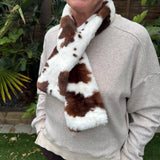 Fur Scarf - Cow Print