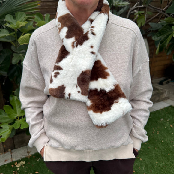 Fur Scarf - Cow Print