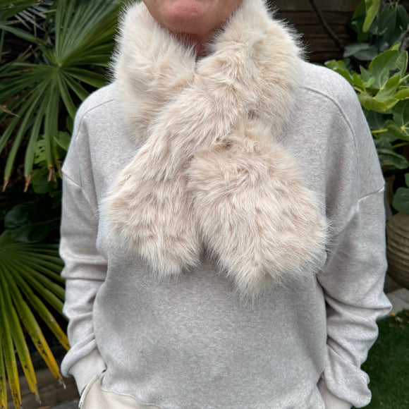 Faux Fur Scarf -  Linen