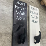 Made in the UK by Giggle Gift Co
Wooden L29.5cm Hanging Quotable Frame with a dog tail metal hook;
'You'll Never Walk Alone'
* BEST SELLER*