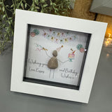 Pebble Art by La De Da Living&nbsp;

Award winning keepsake gifts - Handmade in the Cotswolds&nbsp;



Mini Framed Pebble Art - White block square frame 12.5cm
'Wishing you love kisses and Birthday wishes'