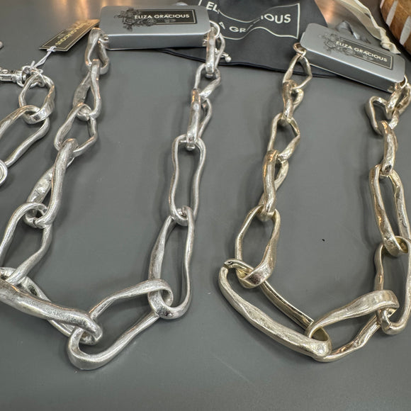 Eliza Gracious - Elongated Oval Chain Link Necklace | 2 colours