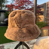Faux Fur Bucket Hat - Stone