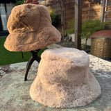 Faux Fur Bucket Hat - Stone