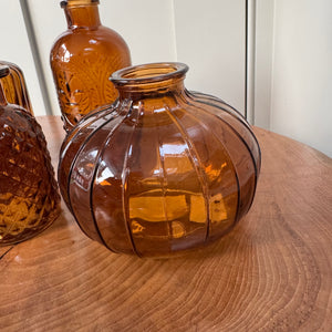 Brown Bottle Glass Bud Vase Collection - 4 Styles
