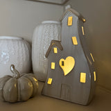 Stone Glazed Ceramic Light up Houses - 2 sizes