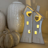 Stone Glazed Ceramic Light up Houses - 2 sizes